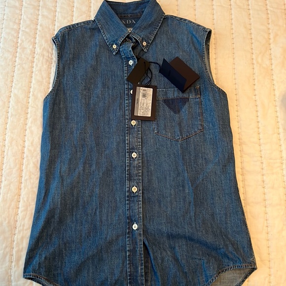Authentic Prada Denim button down - Picture 1 of 8